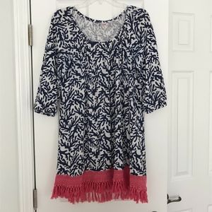 Lilly Pulitzer Navy and Coral Fringe Dress